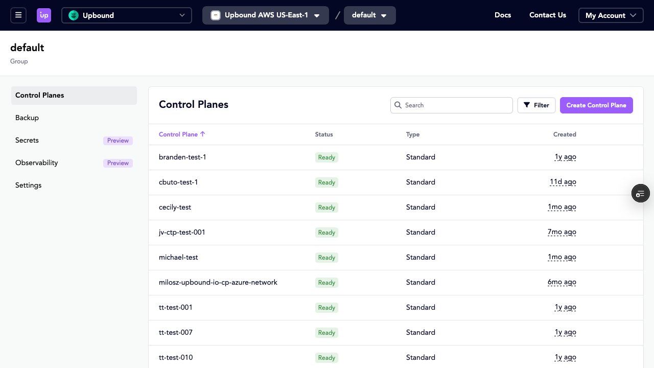 Upbound Console Dashboard